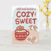 Funny Gingerbread Man In Mug Dog Christmas Holiday Kaart (Gele Bloem)