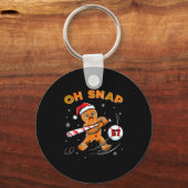 Funny Gingerbread Man Oh Snap 67 Baseball Meme Fun Sleutelhanger (Voorkant)