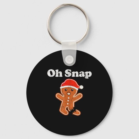 Funny Gingerbread Man Oh Snap Christmas Cookie Cos Sleutelhanger (Voorkant)