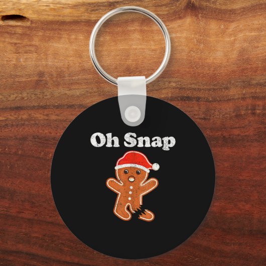 Funny Gingerbread Man Oh Snap Christmas Cookie Cos Sleutelhanger (Voorkant)
