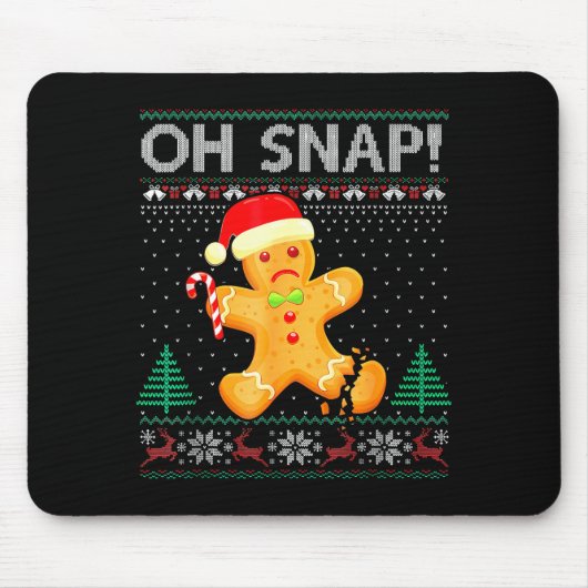 Funny Gingerbread Man Oh Snap Christmas Ugly Xmas Muismat (Voorkant)