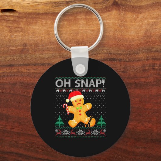 Funny Gingerbread Man Oh Snap Christmas Ugly Xmas Sleutelhanger (Voorkant)