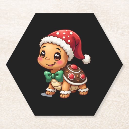 Funny Gingerbread Man Turtle Christmas Womens Mens Kartonnen Onderzetters (Voorkant)