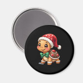 Funny Gingerbread Man Turtle Christmas Womens Mens Magneet (Voorkant / Achterkant)