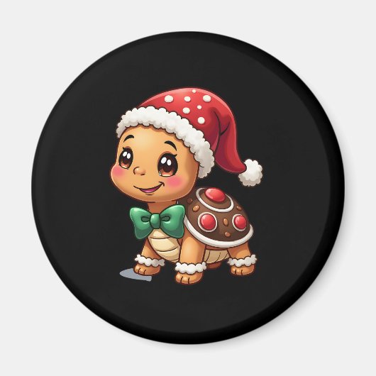 Funny Gingerbread Man Turtle Christmas Womens Mens Magneet (Voorkant)