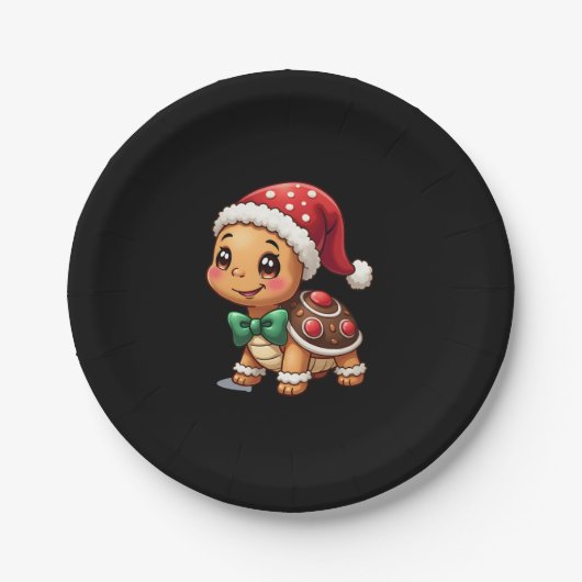 Funny Gingerbread Man Turtle Christmas Womens Mens Papieren Bordje (Voorkant)