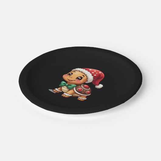 Funny Gingerbread Man Turtle Christmas Womens Mens Papieren Bordje (Gekanteld)