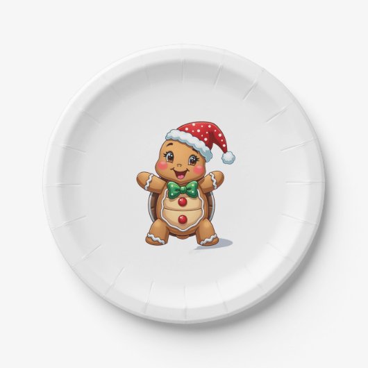 Funny Gingerbread Man Turtle Christmas Womens Mens Papieren Bordje (Voorkant)