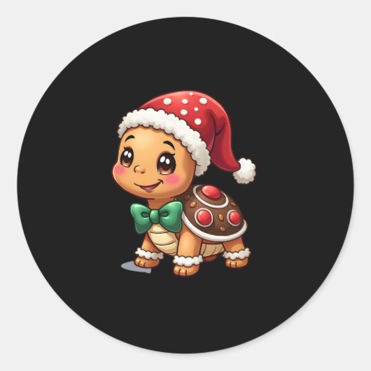Funny Gingerbread Man Turtle Christmas Womens Mens Ronde Sticker (Voorkant)