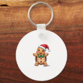 Funny Gingerbread Man Turtle Christmas Womens Mens Sleutelhanger (Voorkant)