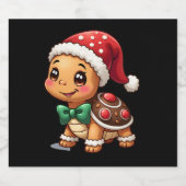Funny Gingerbread Man Turtle Christmas Womens Mens Sparkling Wijnetiket (Enkel label)