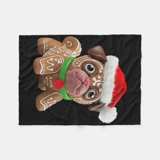 Funny Gingerbread Pug Christmas Womens Mens Kids D Fleece Deken (Voorkant (Horizontaal))