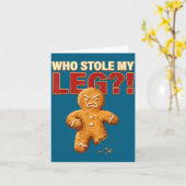 Funny Gingerbread Pun Cookies Who Stole My Leg Coo Kaart (Gele Bloem)