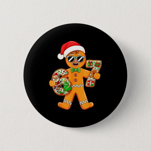 Funny Gingerbread Six Seven 67 Gingerbread Man Xma Ronde Button 5,7 Cm (Voorkant)
