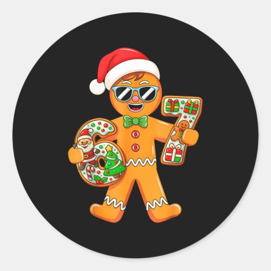 Funny Gingerbread Six Seven 67 Gingerbread Man Xma Ronde Sticker (Voorkant)