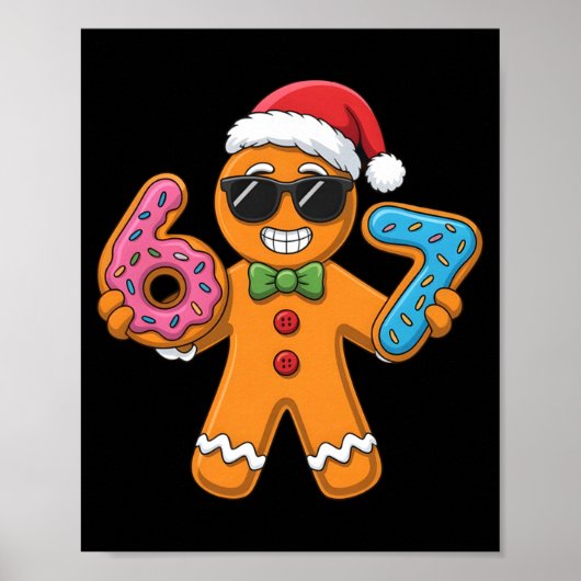 Funny Gingerbread Six Seven 67 Ice Cream Christmas Poster (Voorkant)