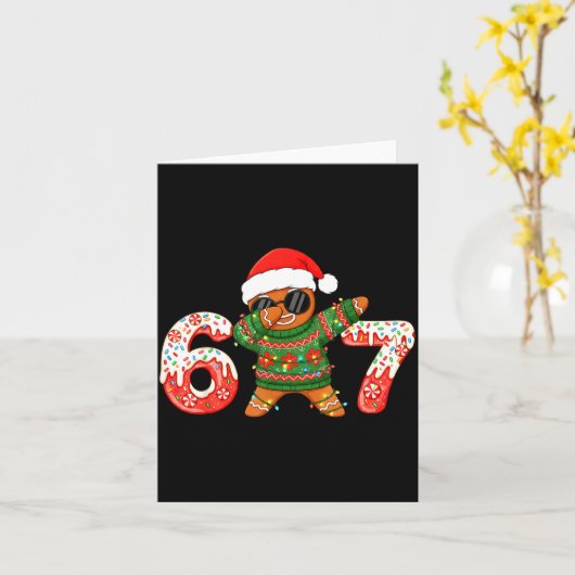 Funny Gingerbread Six Seven 67 Ice Cream Drip Chri Kaart (Gele Bloem)