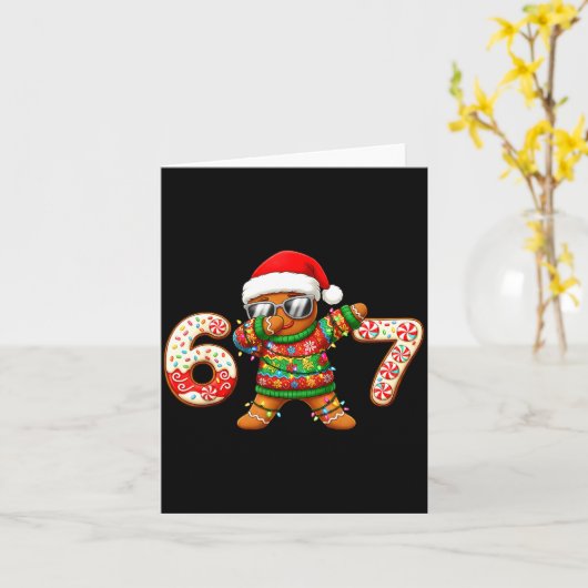 Funny Gingerbread Six Seven 67 Ice Cream Drip Chri Kaart (Gele Bloem)