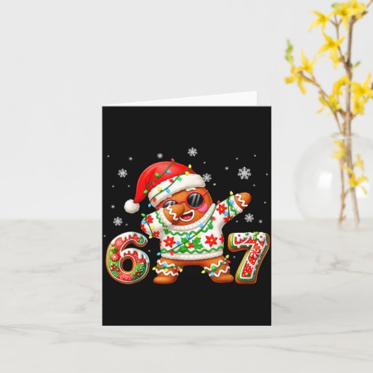 Funny Gingerbread Six Seven 67 Ice Cream Drip Chri Kaart (Gele Bloem)