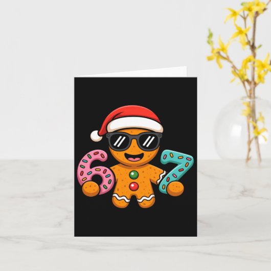 Funny Gingerbread Six Seven 67 Ice Cream Drip Chri Kaart (Gele Bloem)