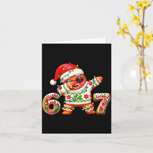 Funny Gingerbread Six Seven 67 Ice Cream Drip Chri Kaart (Gele Bloem)