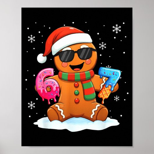 Funny Gingerbread Six Seven 67 Ice Cream Drip Chri Poster (Voorkant)