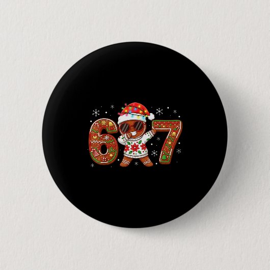 Funny Gingerbread Six Seven 67 Ice Cream Drip Chri Ronde Button 5,7 Cm (Voorkant)