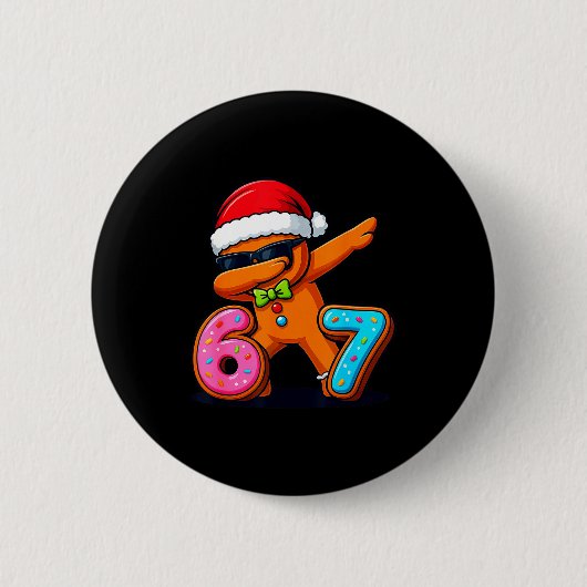 Funny Gingerbread Six Seven 67 Ice Cream Drip Chri Ronde Button 5,7 Cm (Voorkant)