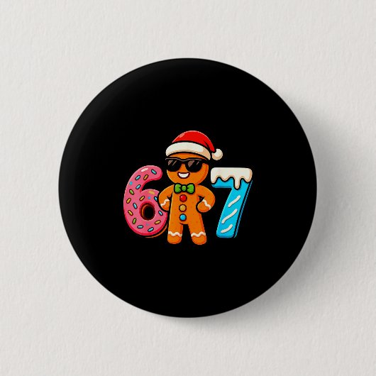 Funny Gingerbread Six Seven 67 Ice Cream Drip Chri Ronde Button 5,7 Cm (Voorkant)