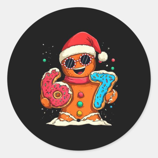 Funny Gingerbread Six Seven 67 Ice Cream Drip Chri Ronde Sticker (Voorkant)