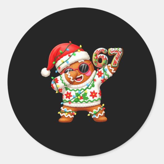 Funny Gingerbread Six Seven 67 Ice Cream Drip Chri Ronde Sticker (Voorkant)
