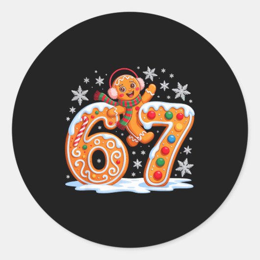 Funny Gingerbread Six Seven 67 Ice Cream Drip Chri Ronde Sticker (Voorkant)