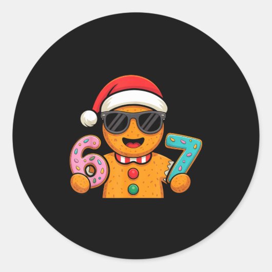 Funny Gingerbread Six Seven 67 Ice Cream Drip Chri Ronde Sticker (Voorkant)