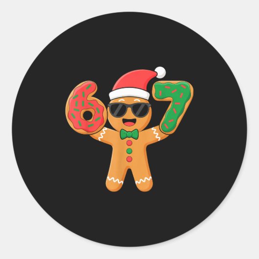 Funny Gingerbread Six Seven 67 Ice Cream Drip Chri Ronde Sticker (Voorkant)