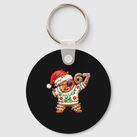 Funny Gingerbread Six Seven 67 Ice Cream Drip Chri Sleutelhanger (Voorkant)