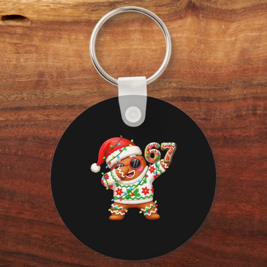 Funny Gingerbread Six Seven 67 Ice Cream Drip Chri Sleutelhanger (Voorkant)