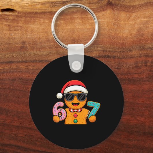 Funny Gingerbread Six Seven 67 Ice Cream Drip Chri Sleutelhanger (Voorkant)
