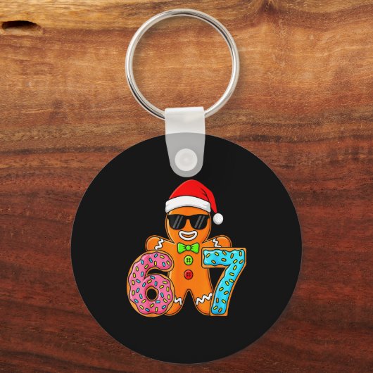 Funny Gingerbread Six Seven 67 Ice Cream Drip Chri Sleutelhanger (Voorkant)