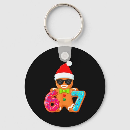 Funny Gingerbread Six Seven 67 Ice Cream Drip Chri Sleutelhanger (Voorkant)