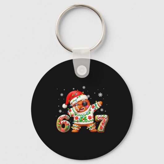 Funny Gingerbread Six Seven 67 Ice Cream Drip Chri Sleutelhanger (Voorkant)
