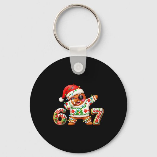 Funny Gingerbread Six Seven 67 Ice Cream Drip Chri Sleutelhanger (Voorkant)