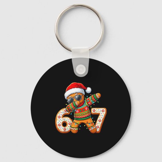 Funny Gingerbread Six Seven 67 Ice Cream Drip Chri Sleutelhanger (Voorkant)