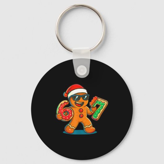 Funny Gingerbread Six Seven 67 Ice Cream Drip Chri Sleutelhanger (Voorkant)