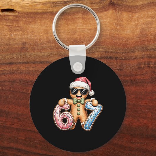 Funny Gingerbread Six Seven 67 Ice Cream Drip Chri Sleutelhanger (Voorkant)