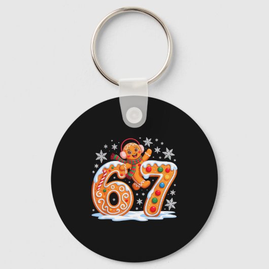 Funny Gingerbread Six Seven 67 Ice Cream Drip Chri Sleutelhanger (Voorkant)
