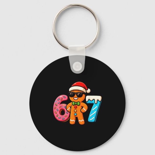 Funny Gingerbread Six Seven 67 Ice Cream Drip Chri Sleutelhanger (Voorkant)