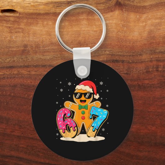 Funny Gingerbread Six Seven 67 Ice Cream Drip Chri Sleutelhanger (Voorkant)