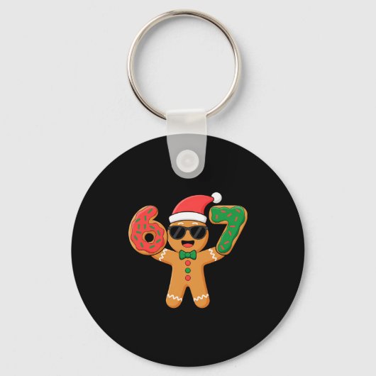 Funny Gingerbread Six Seven 67 Ice Cream Drip Chri Sleutelhanger (Voorkant)