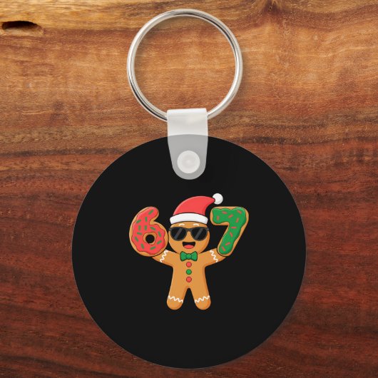 Funny Gingerbread Six Seven 67 Ice Cream Drip Chri Sleutelhanger (Voorkant)