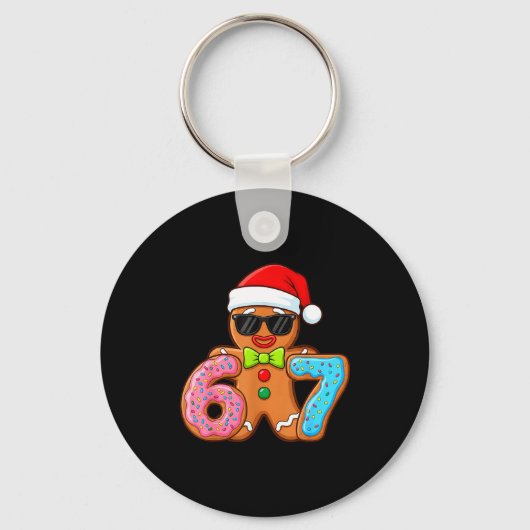 Funny Gingerbread Six Seven 67 Ice Cream Drip Chri Sleutelhanger (Voorkant)